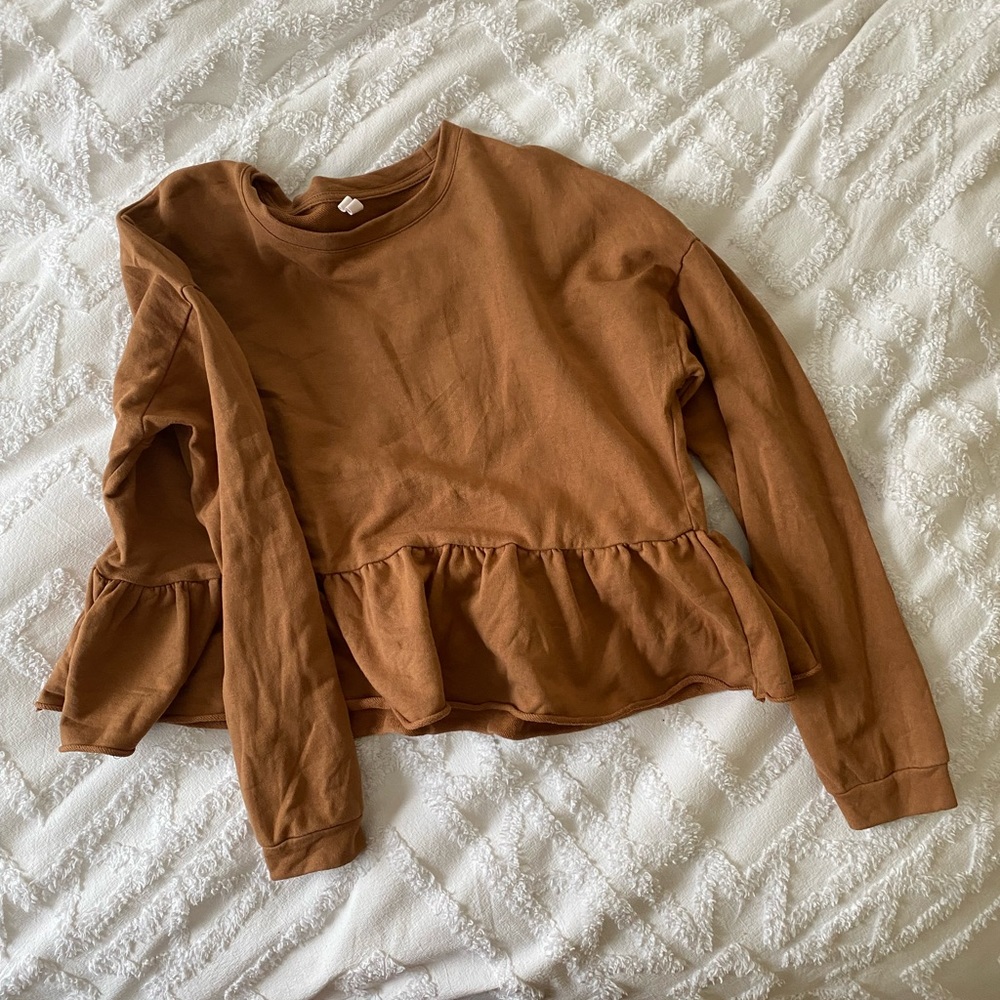 Cropped Peplum Sweatshirt
